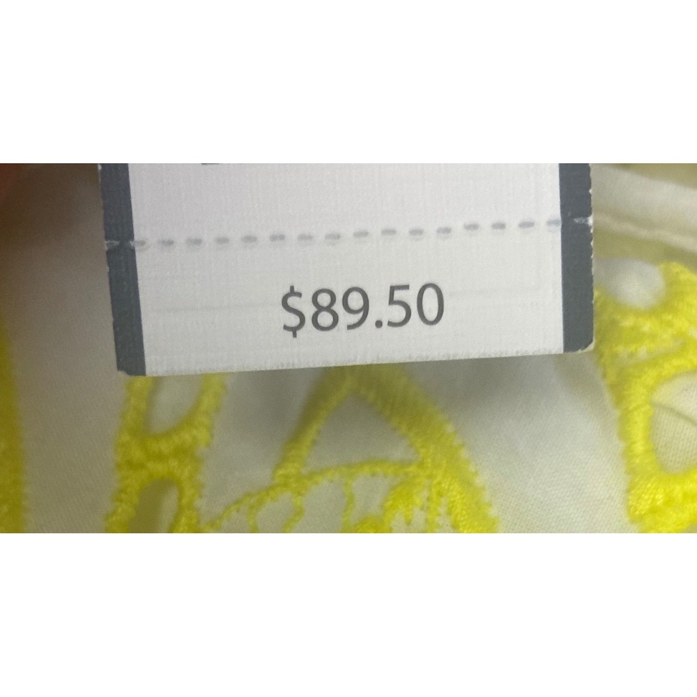 Crown & Ivy Eyelet Mini Dress Womens 6 Yellow NWT Lace Sleeveless V-Neck Cotton - Picture 4 of 12